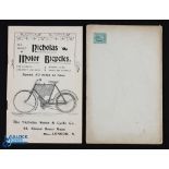 "All About Nicholas Motor Bicycle" Catalogue 1901-02 - 12 page catalogue with 2 illustrations,