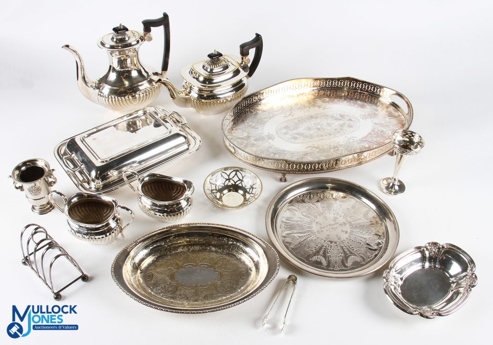 Quantity of Silver-Plated Items, to include a footed tray by Allander, Viners Alpha plate teapot,