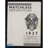 Matchless Motorcycles 1937 - 16 page catalogue illustrating and detailing with specifications and