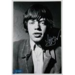 Music Entertainment - The Rolling Stones - Mick Jagger - Autograph - a signed black and white