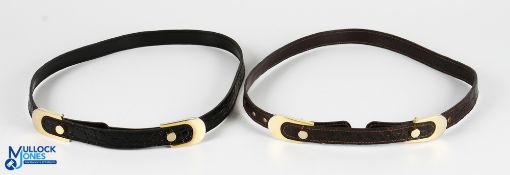 2 Period ladies Charles Jordan Brown Leather Belts with gold coloured adjustable buckle Paris,