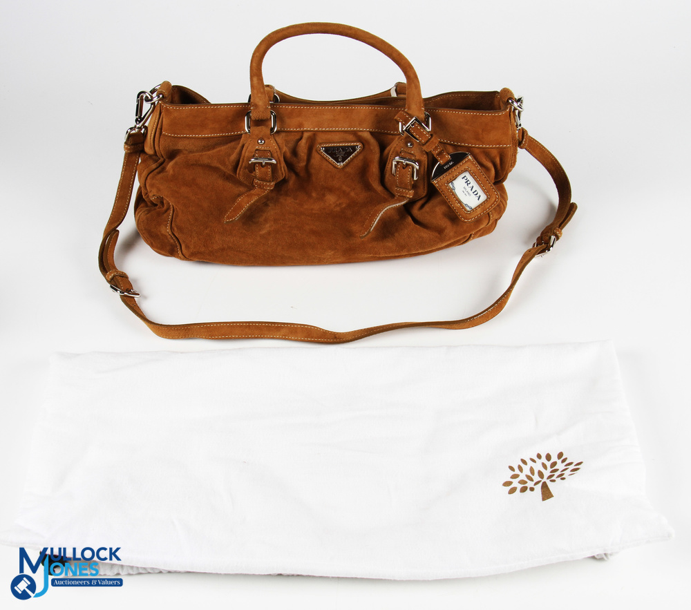 Prada Italy Handbag Mini Tote Style in camel suede, size #39cm x 20cm - Image 3 of 3