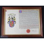 Scotland - Register of Arms of Admiral Leonard Andrew Boyd Donaldson date 23rd Feb 1942 signed by