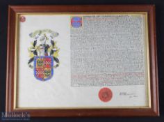 Scotland - Register of Arms of Admiral Leonard Andrew Boyd Donaldson date 23rd Feb 1942 signed by