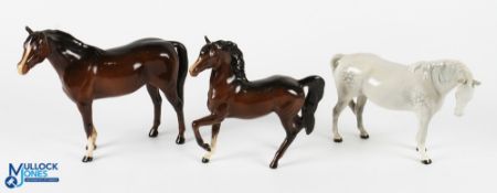 Beswick Horses, to include Arabic prancing brown glass figure, racehorse Bois Roussel brown gloss,