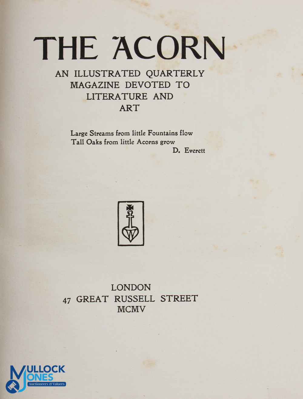 W B Yeates and Others - The Acorn - a quarterly magazine of literature and art, 1st ed 1905. - Image 2 of 2