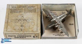 Dinky Toys Pre-War Boxed 63 Mayo Composite Aircraft 63a silver G-ADHK "Maia" 4 x 3 blade propellers,