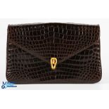 Creations D P For Harrods Crocodile Handbag, single flap with clap - size #25cm x 16cm x 6cm