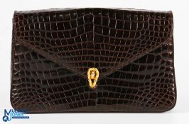 Creations D P For Harrods Crocodile Handbag, single flap with clap - size #25cm x 16cm x 6cm