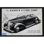 The Humber 4-Light Coupe 1939 - 3 fold brochure with three illustrations of this model with details,