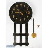 c1910 early 20th century 8-day oak wall clock in the style of Charles Rennie Mackintosh with brass