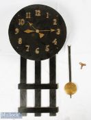 c1910 early 20th century 8-day oak wall clock in the style of Charles Rennie Mackintosh with brass