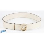 Ladies Gucci Single G Grey / Cream Leather Belt size 90-36 made in Italy 4cm deep, light used