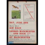London to Manchester Air Race and Back from Hendon Poster - June 20th 1914. Being part of that day's