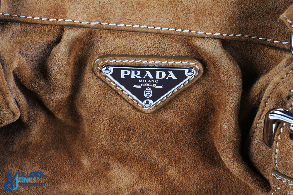 Prada Italy Handbag Mini Tote Style in camel suede, size #39cm x 20cm - Image 2 of 3