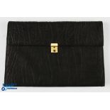 Mens Document Office Black Leather Case, with brass clasp - size #37cm x 26cm