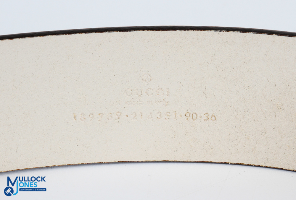 Ladies Gucci Single G Grey / Cream Leather Belt size 90-36 made in Italy 4cm deep, light used - Image 3 of 3