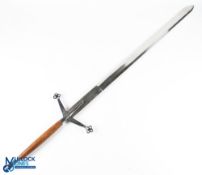 Scottish Claymore Sword Replica - with a repair to hand guard tip, wooden handed with steel sword,