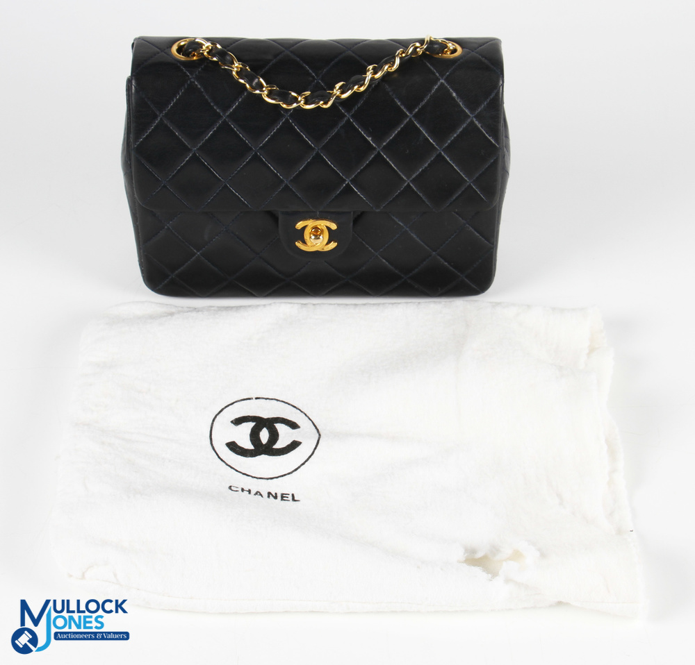 CHANEL Quilted 20 Single Flap Turn Lock Lambskin Chain Mini Shoulder Bag Blue, size #20cm x 15cm x - Image 2 of 2