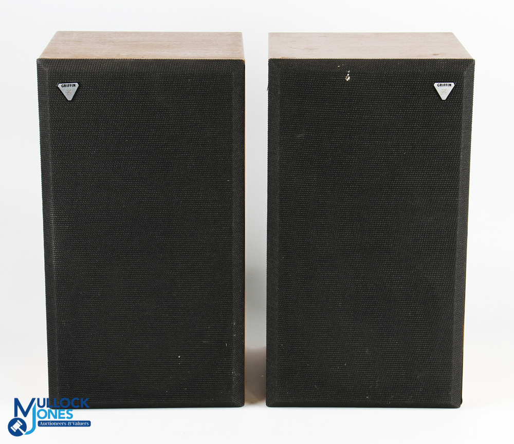 A Pair of Vintage Griffin Speakers, in wooden surround - size #26cm x 27cm x 47cm - untested