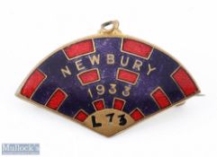 Newbury Race Course 1933 - An Art Deco style metal and enamel Ladies Members Badge