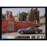 Lamborghini 400 GT 2+2 automobile Sales Brochure with illustrations and text internally, printed