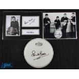 Music Entertainment - The Beatles - Pete Best - Autograph featuring a signed drum head, with