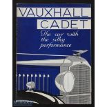 The Vauxhall Cadet 1933 sales brochure - large poster size multicoloured brochure illustrating