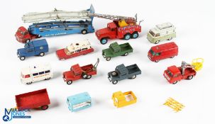 13x Corgi Diecast Toy Commercial Cars, all are play worn with noted examples of Land Rover RAC,