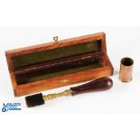 Shotgun Tool Brass Chamber Brush - Wood Handle - within a felt lined wooden case 23cm x 5cm