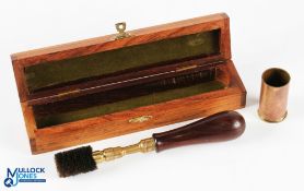 Shotgun Tool Brass Chamber Brush - Wood Handle - within a felt lined wooden case 23cm x 5cm