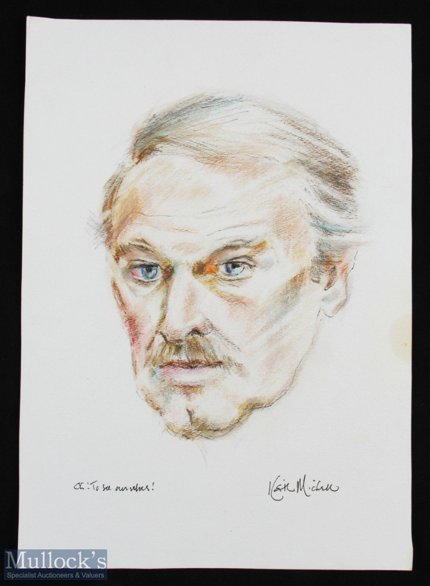 Entertainment - Keith Michell Original Self Portrait Sketch in pencil and ink, inscribed 'Oh to