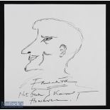 Entertainment - Edward Fox Original Self Portrait Sketch in pen, inscribed 'Not good I know,