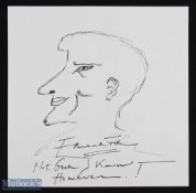 Entertainment - Edward Fox Original Self Portrait Sketch in pen, inscribed 'Not good I know,