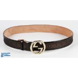 Ladies Gucci Leather Double G Brown Leather Belt size 90-36 made in Italy 4cm deep, light used