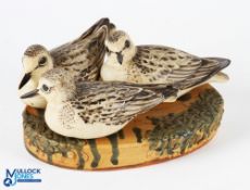 Studio Pottery Model of 3 Sanderling Shore Birds, a good-looking item with makers mark of