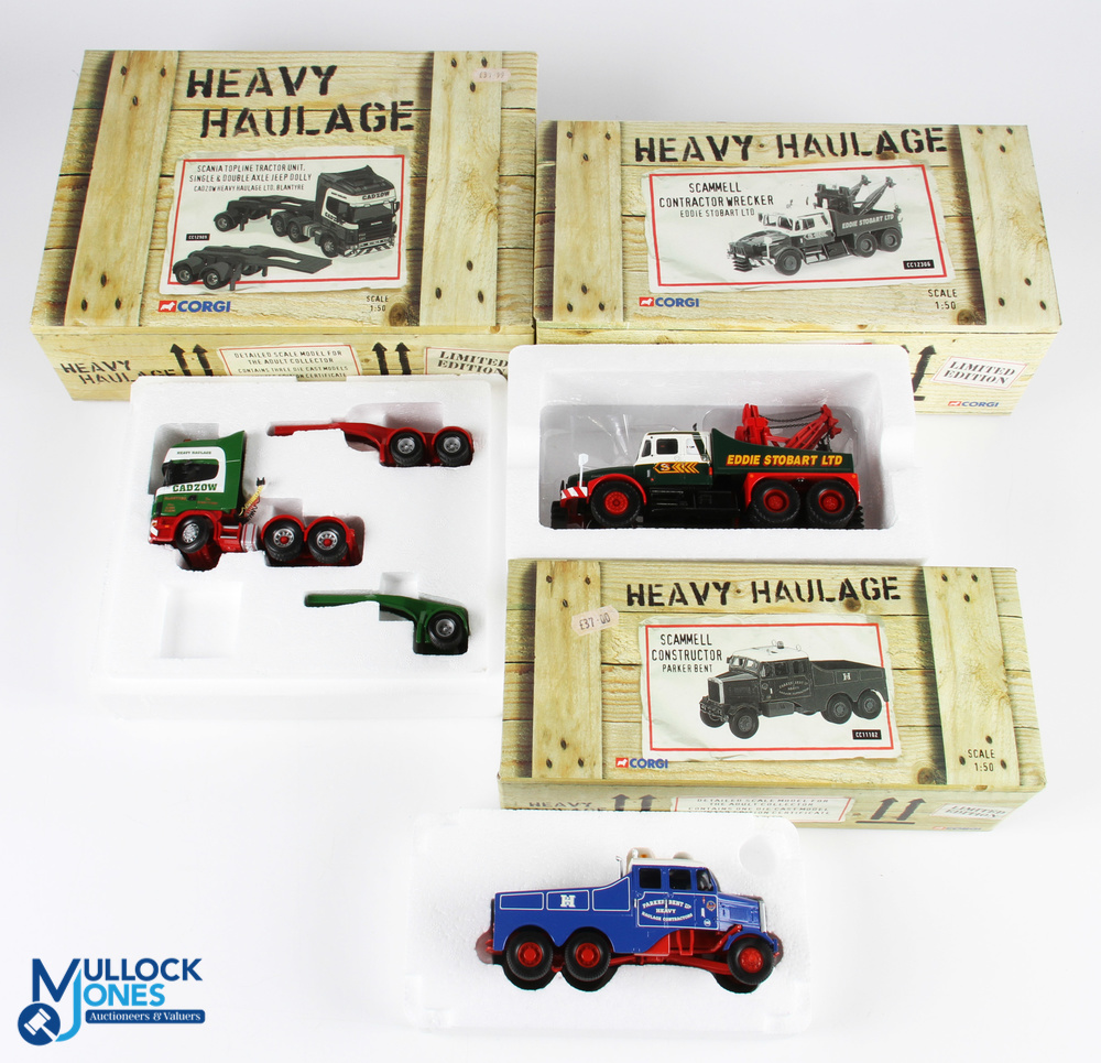 3x Corgi Heavy Haulage Boxed Diecasts - CC12306 Eddie Stobart, CC11102 Parker Bent, CC12909 Cadzow