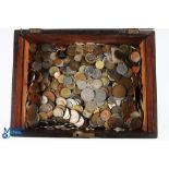 5kg of Mixed World Coins, all within an old wooden box (100s)