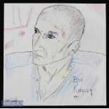 Entertainment - Ben Kingsley Original Self Portrait Sketch in pencil and ink, dated 1991, measures