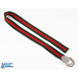 Mens / Unisex Gucci Red and Green Web Signature Buckle Belt, size 90-36 4cm wed made in Italy -