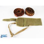 Vintage 12 Bore 2" Leather Cartridge Belt, size L hand sticked belt with stop, brass buckle G+, plus