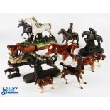 Ceramic and resin Horse Models, a good selection with noted models of the Leonardo Collection pair