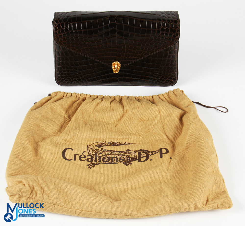 Creations D P For Harrods Crocodile Handbag, single flap with clap - size #25cm x 16cm x 6cm - Image 2 of 2