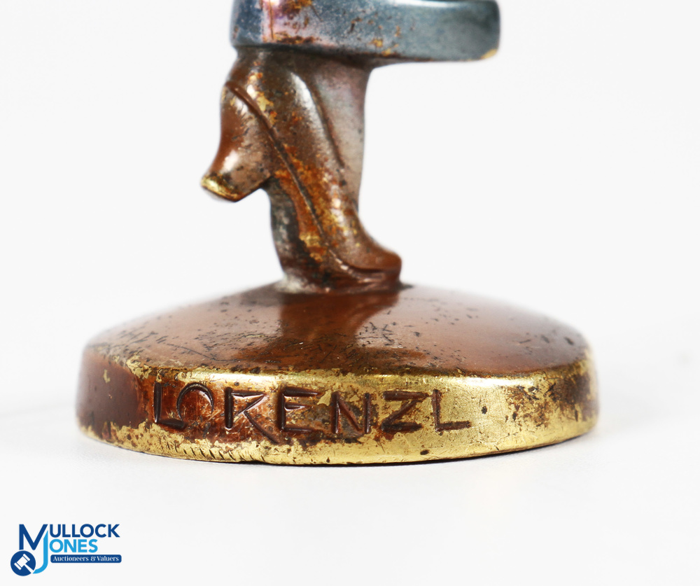 Art Deco Lorenzl Brass Dancer Girl Statue height 16.5cm, impressed makers mark around edge of - Image 3 of 3