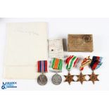 WWII Medals, a collection of 5 unnamed medals - of Defence Medal 1939-45 war medal, Italy Star