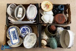 Collection of Pottery, Ceramic China, 4 boxes of mixed items to include green Denby stoneware lidded