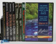 Fly Fishing DVDs to include: Essential Patterns Oliver Edwards Vol 1+2, Flybox Trout Edition One,