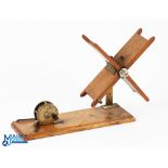 Hardy Oak 1911 Wooden Line Drier with Brass Reel line drier having folding vanes with nickel