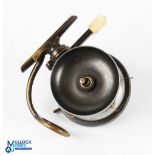 Scarce Malloch Erskine Patent side casting reel 3.25" across back plate, quick release alloy drum,