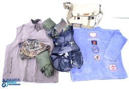 Fishing Clothes and Accessories, to include a Scierra outdoor vest backpack, a nylon Daiwa bag